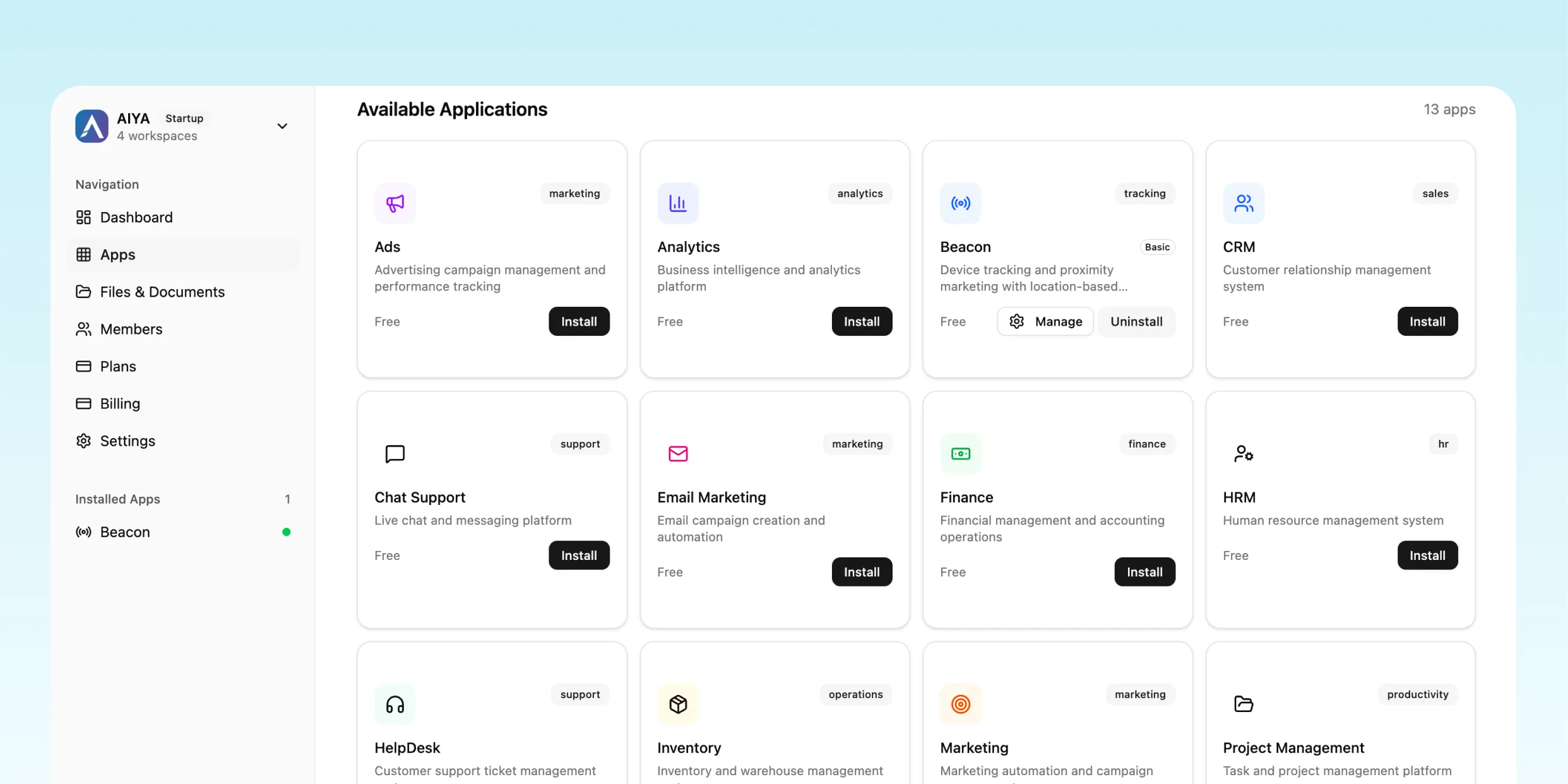 AIYA Workspace Interface